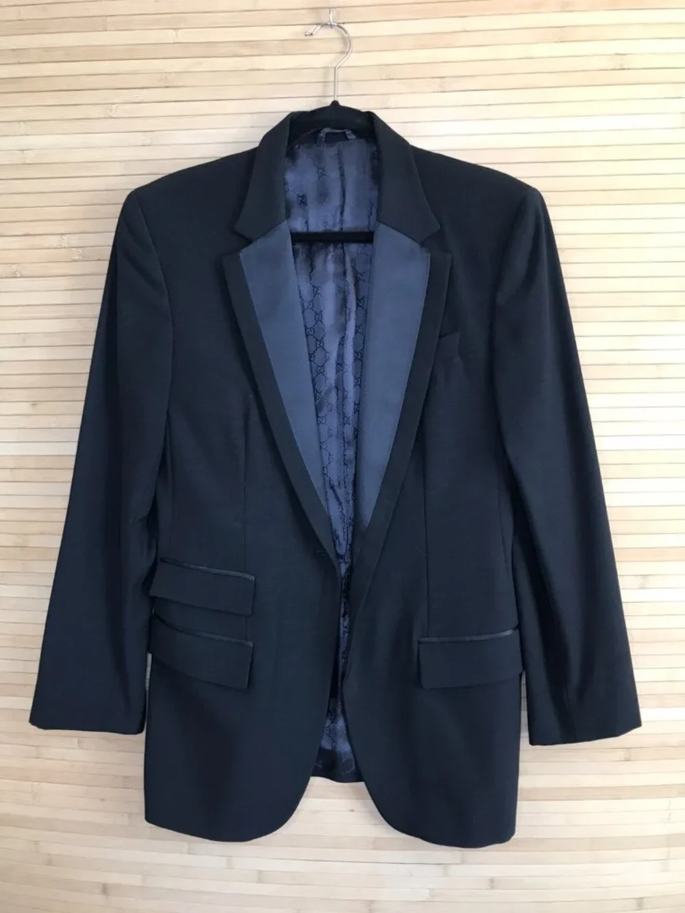 Gucci 46 US 36 Black Tux Tuxedo sharp sport dress coat jacket Italy READ flaws
